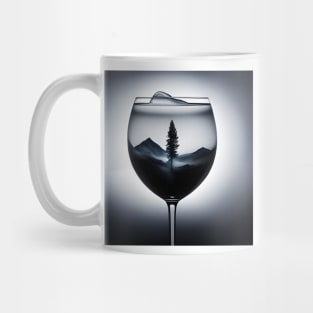 Misty Reverie Monochrome Wine Glass Double Exposure Mug